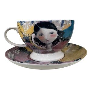 Kelly Rae Roberts Gratitude Surrounds Her Cup Saucer Set 8 oz Creative Co-op